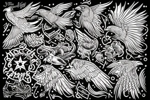 flying crow tattoo idea