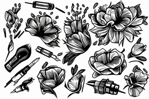 fast bullet crashing through flower tattoo idea