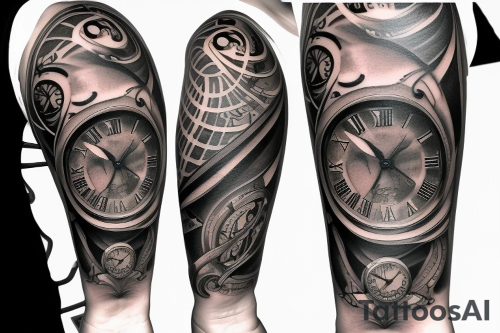 multiple clock sleeves tattoo idea