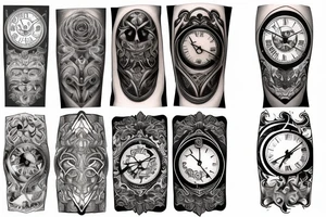 multiple clock sleeves tattoo idea