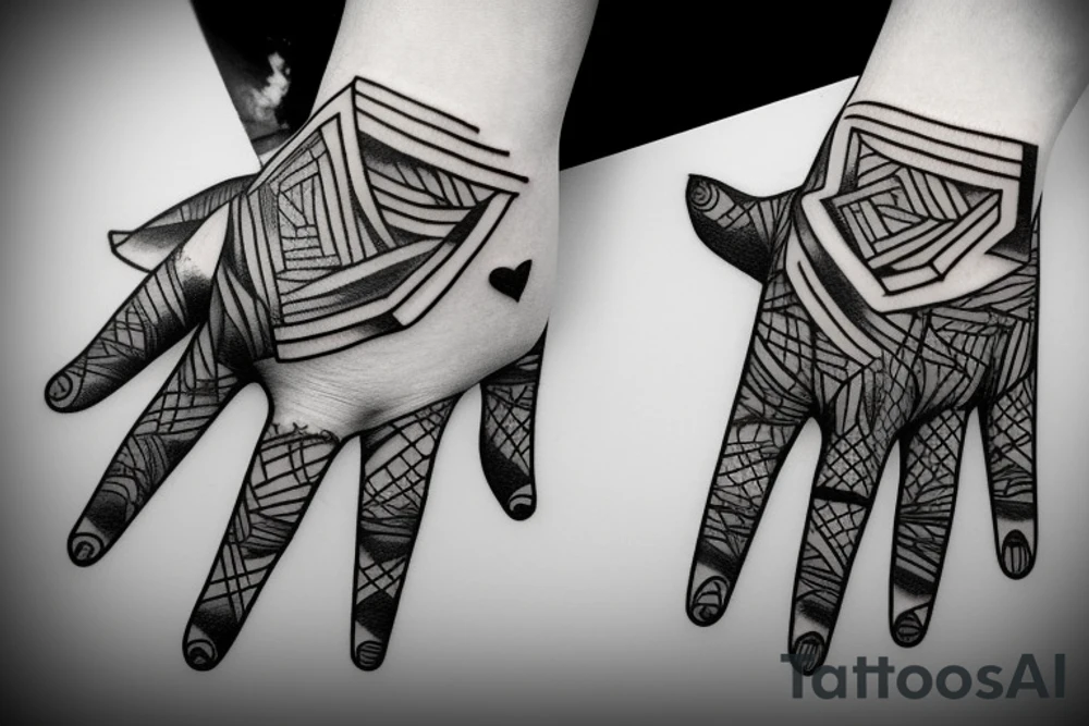 black line cupped hands tattoo idea