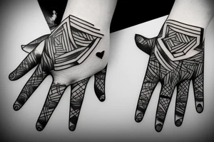 black line cupped hands tattoo idea