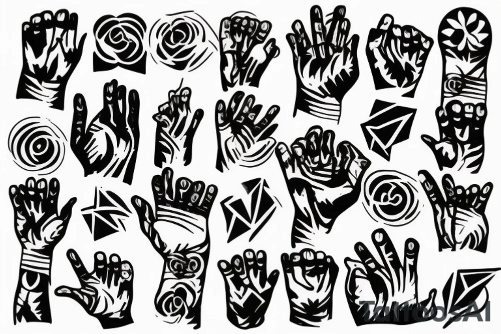 black line cupped hands tattoo idea