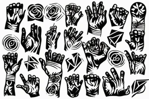 black line cupped hands tattoo idea