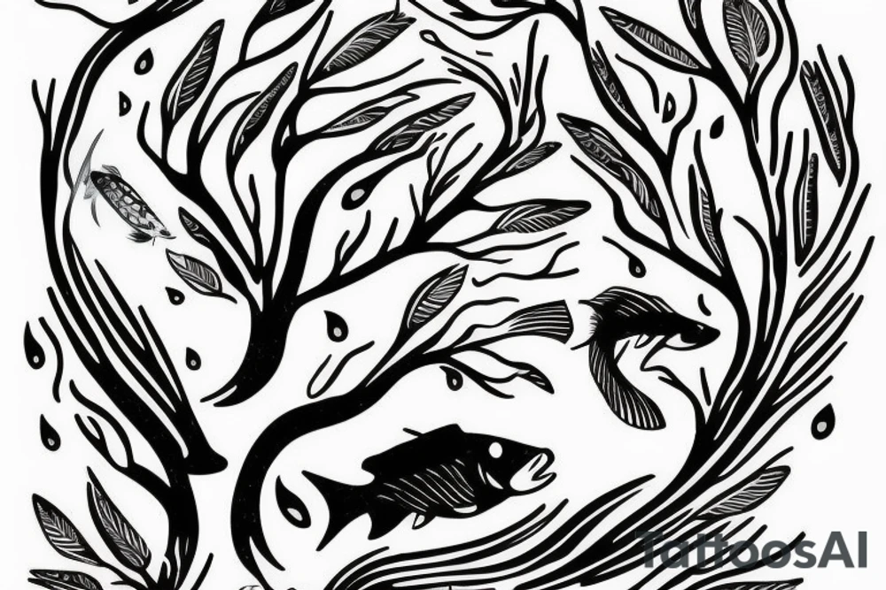 a fish climbing a tree tattoo idea