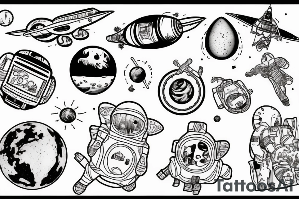 Astronaut new school tattoo idea