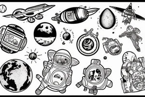 Astronaut new school tattoo idea
