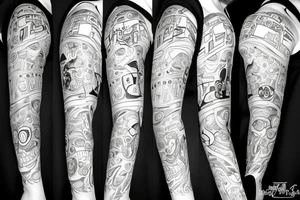 Astronaut new school tattoo idea