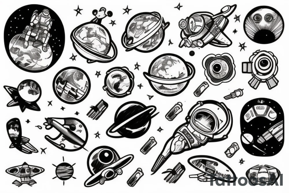 Astronaut traditional tattoo idea