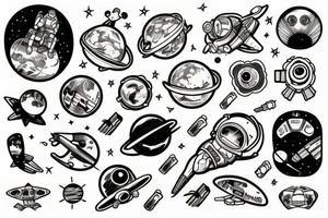 Astronaut traditional tattoo idea