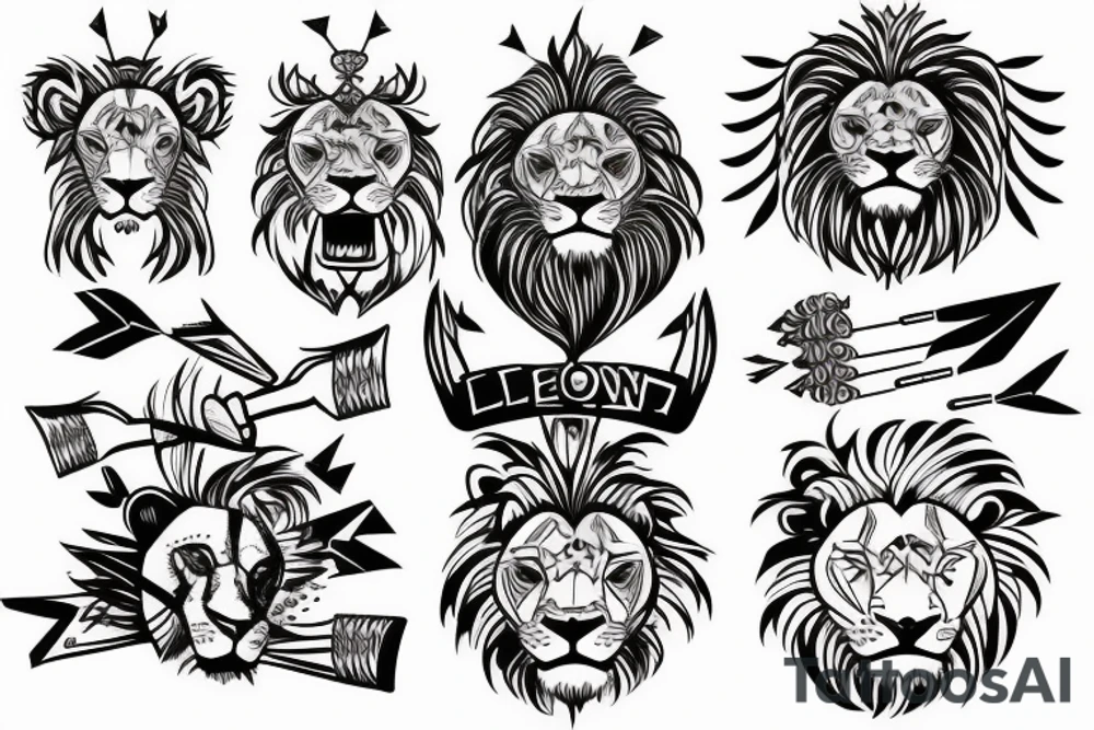 Lion with arrows in its head tattoo idea