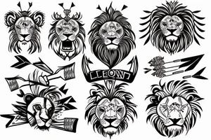 Lion with arrows in its head tattoo idea
