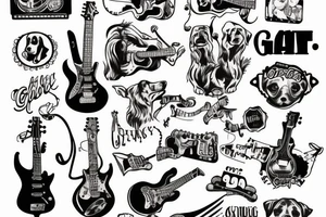 A dog playing guitar tattoo idea