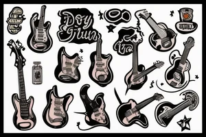 A dog playing guitar tattoo idea