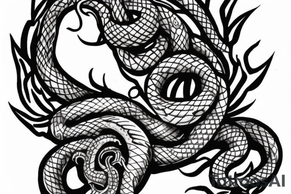 Snake with a wreath tattoo idea
