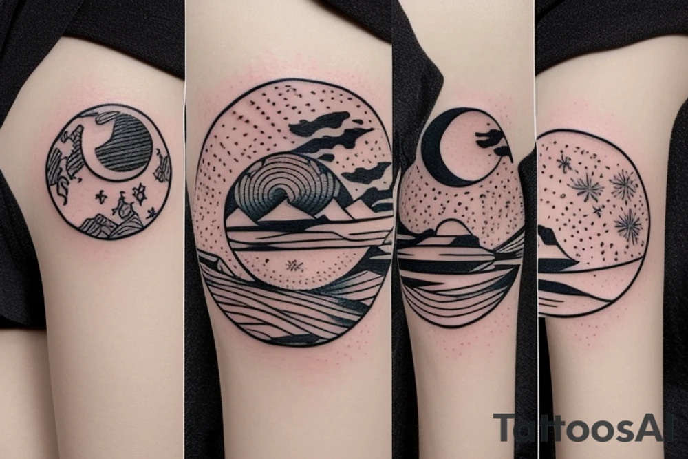 Arizona desert with the sun and moon tattoo idea