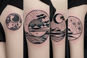 Arizona desert with the sun and moon tattoo idea