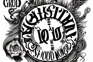 24 in roman numerals with the quote “Gods not finished” strikes through tattoo idea