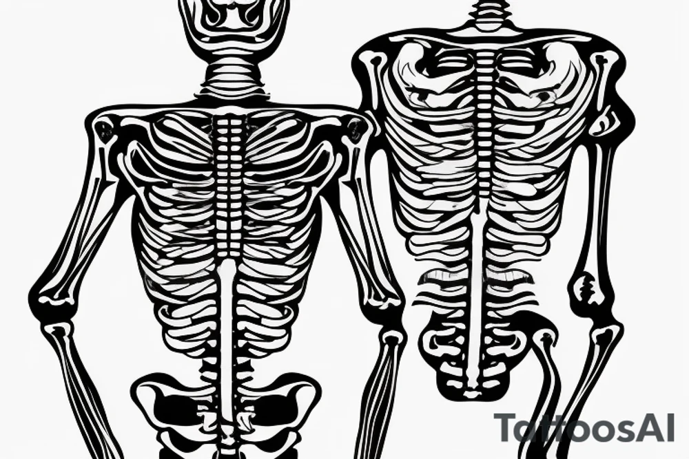 Skeleton man smoking cigarette facing horizon with back turned tattoo idea