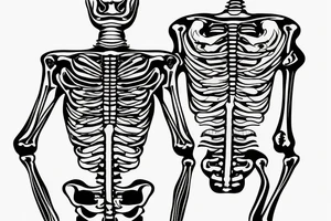 Skeleton man smoking cigarette facing horizon with back turned tattoo idea