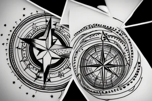 Compass with ring of stars tattoo idea