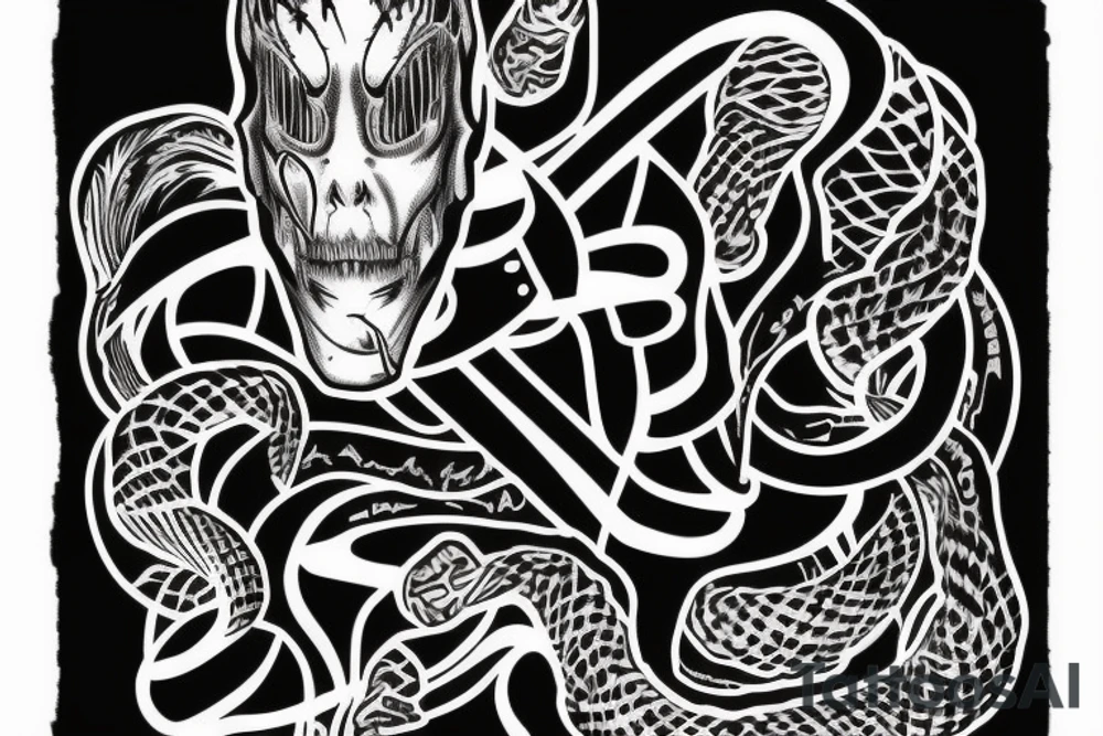 Snake wrapped with the lyrics from Nine Inch Nails song Hurt tattoo idea