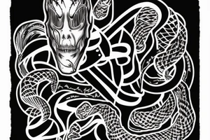 Snake wrapped with the lyrics from Nine Inch Nails song Hurt tattoo idea