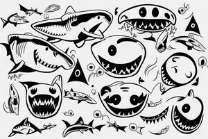 Concept design smiley earth lines shark tattoo idea