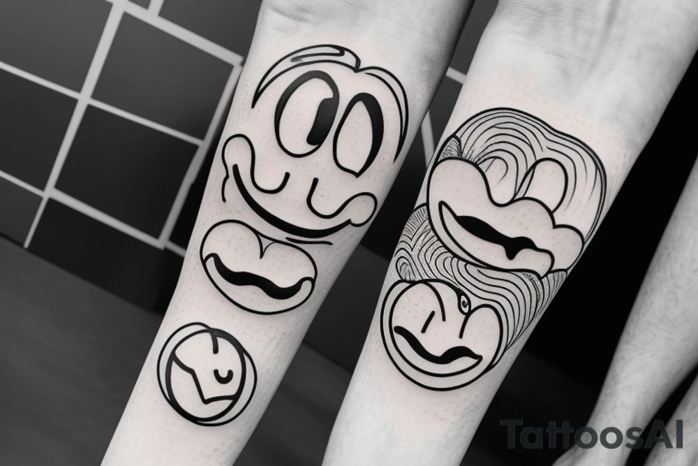 Concept design smiley earth lines tattoo idea