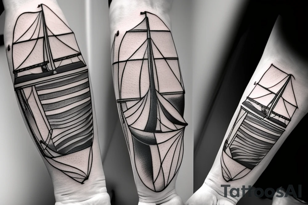 Man and dog on a sailboat tattoo idea