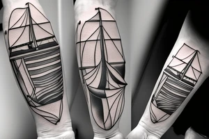 Man and dog on a sailboat tattoo idea