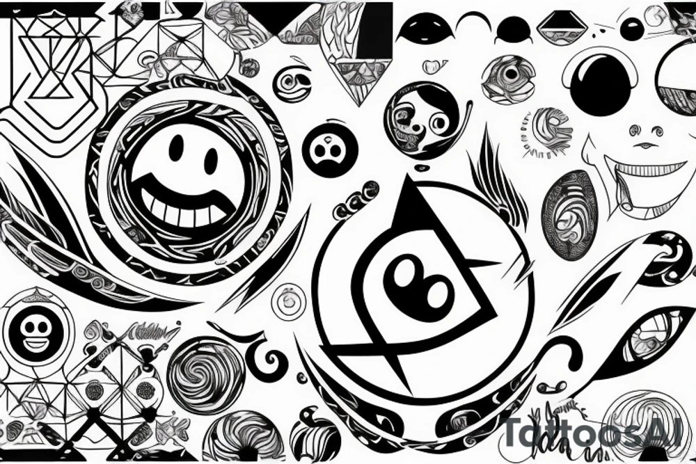 Concept design smiley earth lines tattoo idea