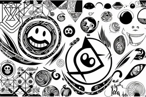 Concept design smiley earth lines tattoo idea