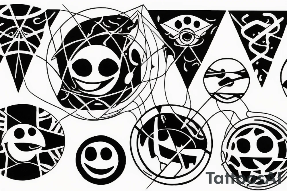 Concept design smiley earth lines tattoo idea