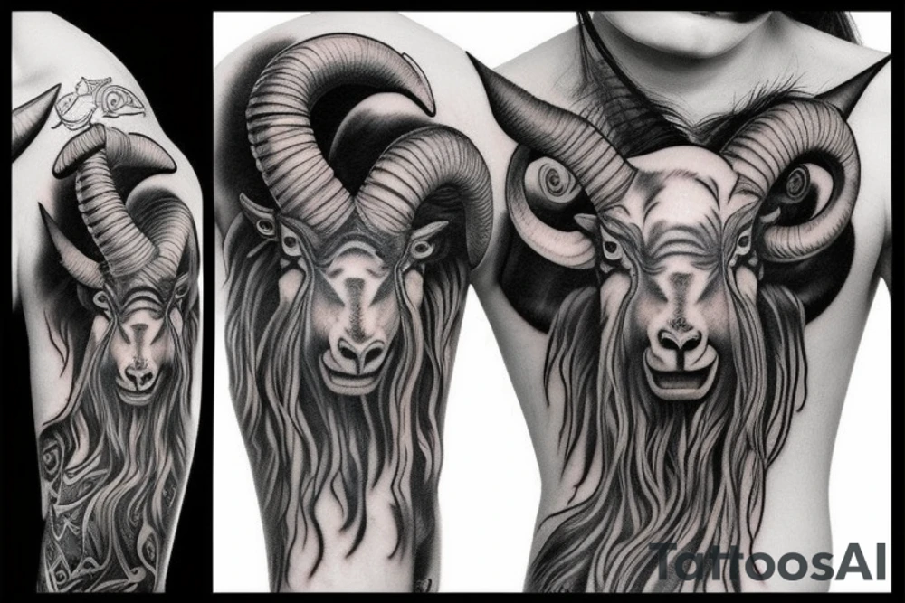 evil and brutal ram tattoo idea