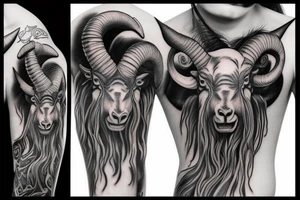 evil and brutal ram tattoo idea