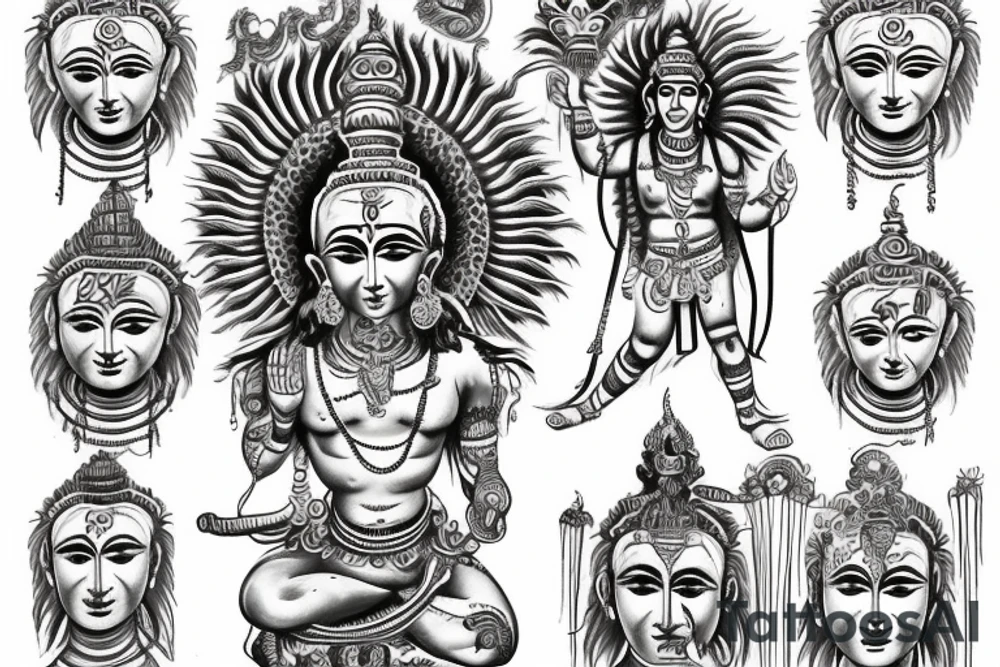 Brahma Vishnu Shiva god tattoo idea