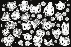 Chat happy avec des bonbons dans les pattes tattoo idea