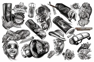 Porsche, cigar and women tattoo idea