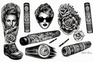 Porsche, cigar and women tattoo idea