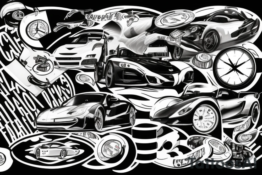Fast cars money and women tattoo idea