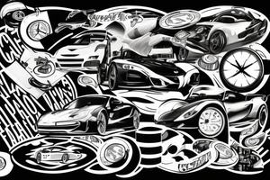 Fast cars money and women tattoo idea