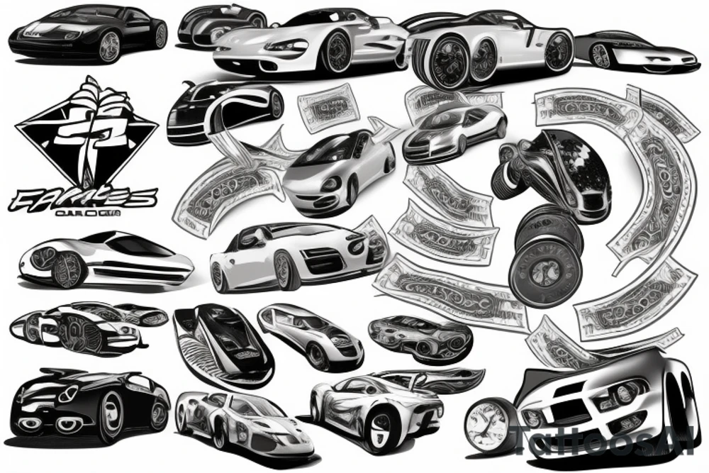 Fast cars money and women tattoo idea
