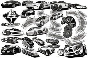 Fast cars money and women tattoo idea