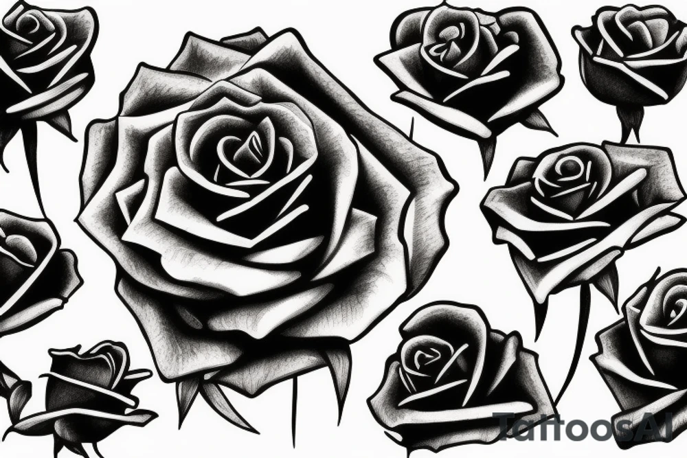 rose art skual tattoo idea