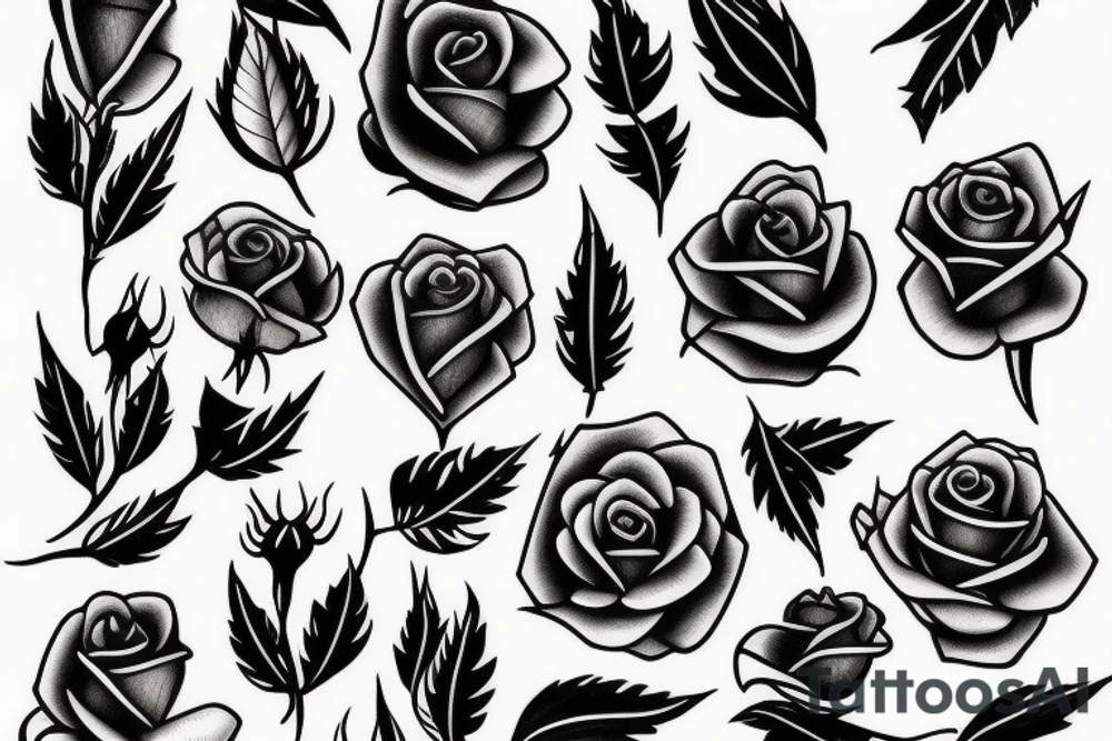 rose art skual tattoo idea