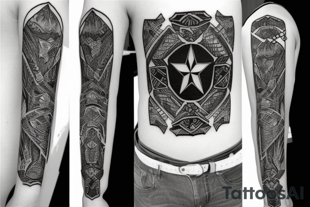 Texas themed with swords tattoo idea