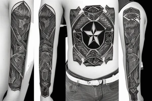 Texas themed with swords tattoo idea