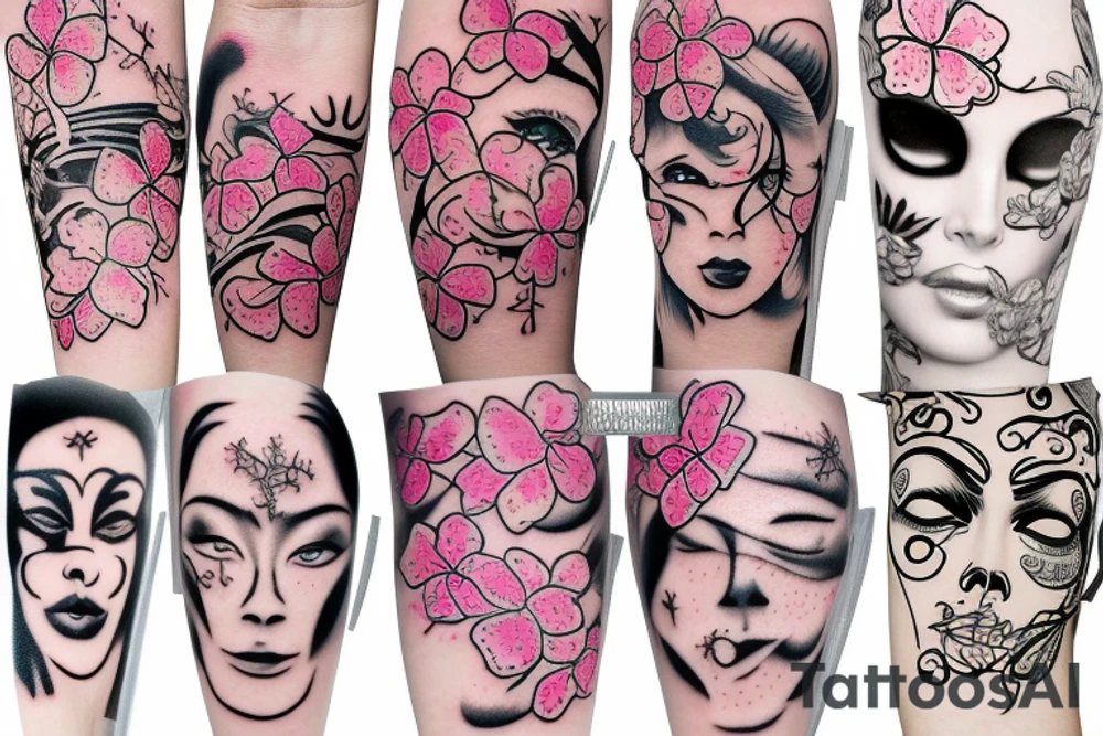 Hunnya mask covering up a cherry blossom tattoo tattoo idea