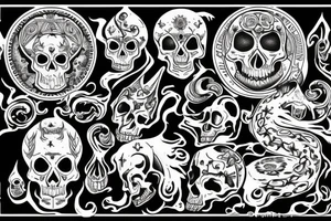 Seven deadly sins in Aztec snake smoke clouds my judgement, skull moon tattoo idea